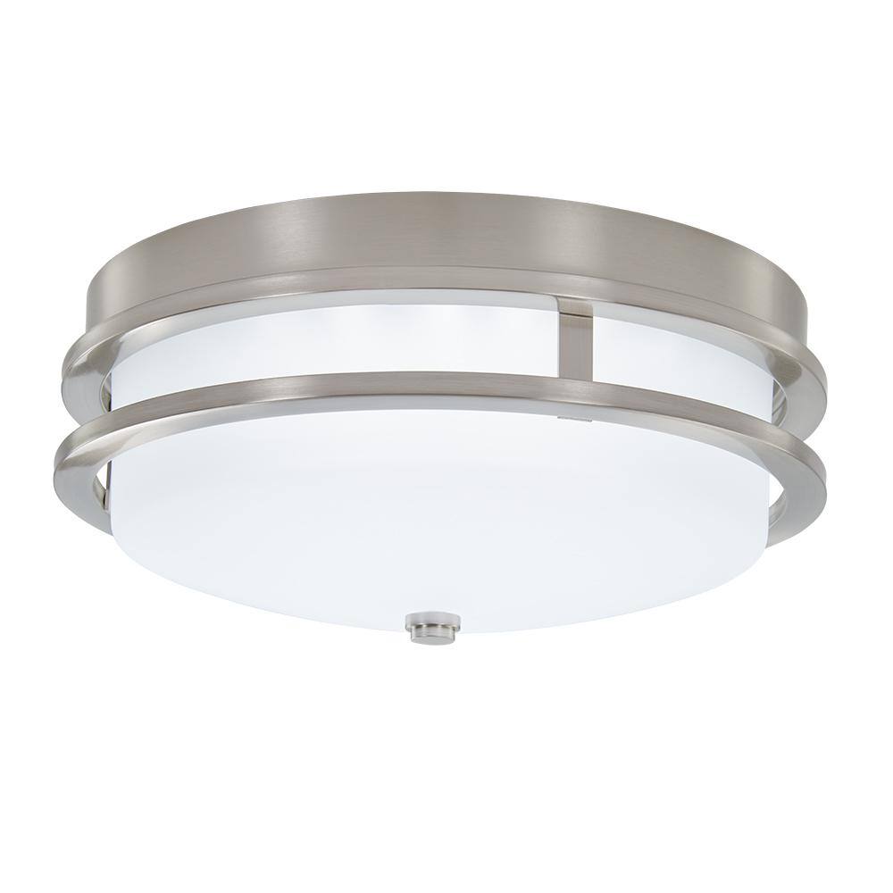 13.75 in. 1-Light Brushed Nickel LED Flush Mount - Hercitys