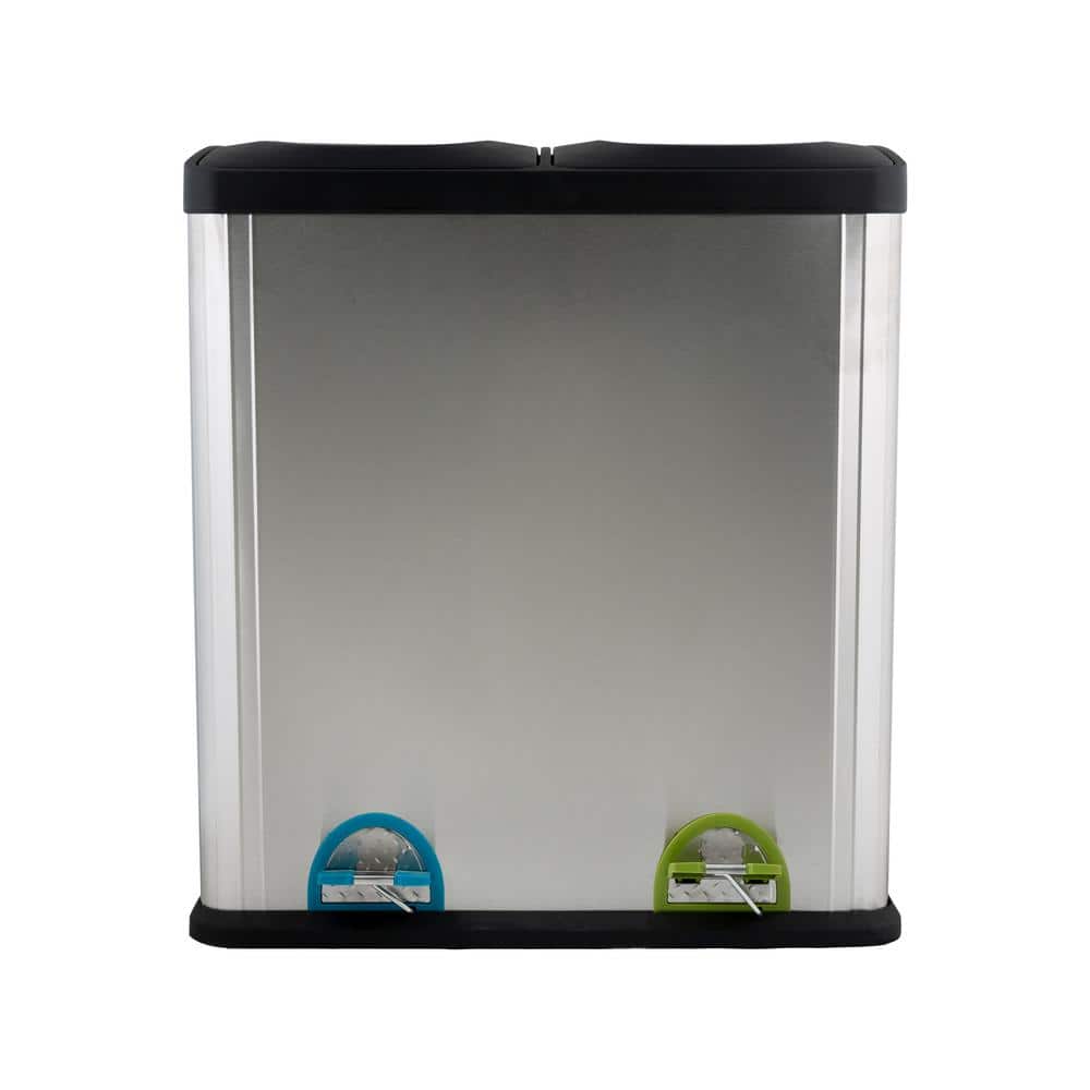 15.85 Gal. Stainless Steel 2-Compartment Touchless Recycle Bin Waste Containers - Hercitys