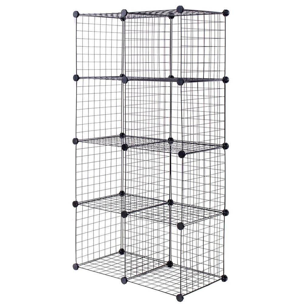 14 in. W x 14 in. H x 14 in. D Black DIY 8 Cube Grid Wire Cube Shelves Shelving Unit - Hercitys