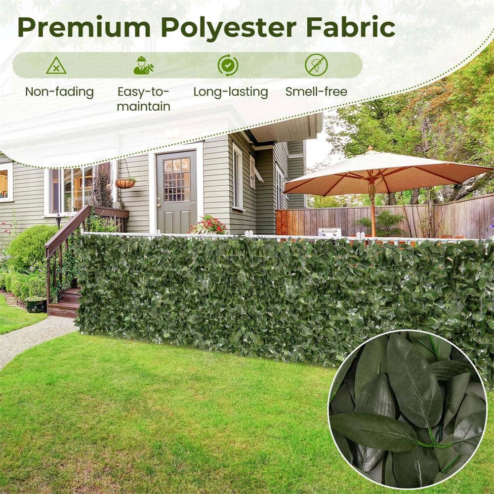 40 in. Fabric Artificial Lily Leaf Privacy Garden Fence - Hercitys