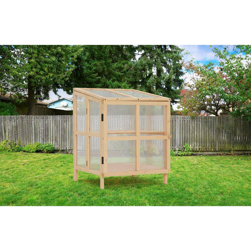 23.6. W x 24.4 in. D x 31.7 in. H 2 Tier Foldable Cold Frame Greenhouse, Portable Wooden Greenhouse Raised Planter Box - Hercitys