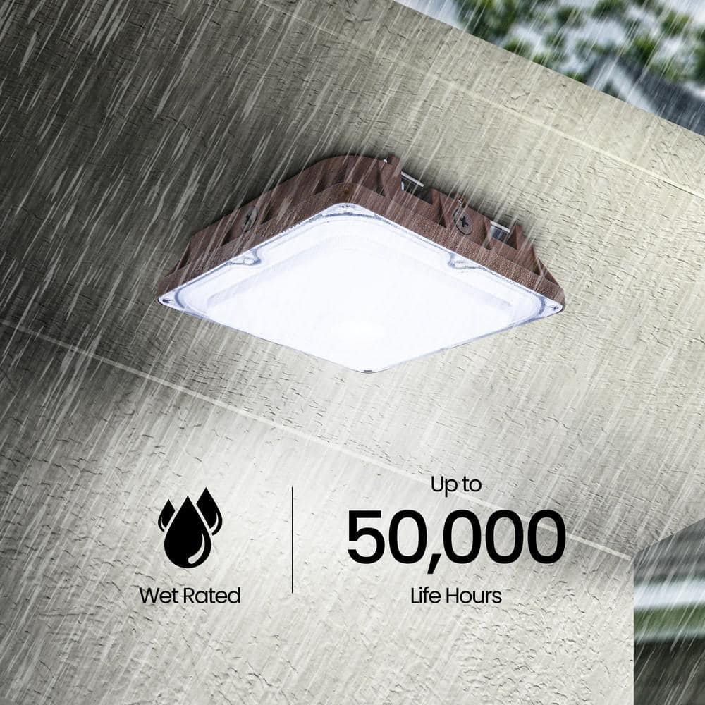 4000 Lumen Integrated LED Selectable 5CCT Bronze Commercial Canopy Flood Light - Hercitys