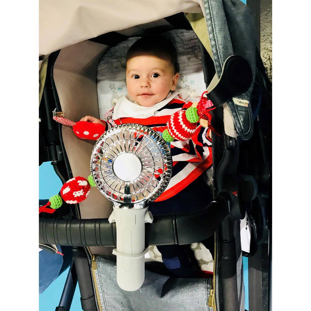 3 Speed Rechargeable Buggy Turbo Fan – Gray/Chrome - Hercitys