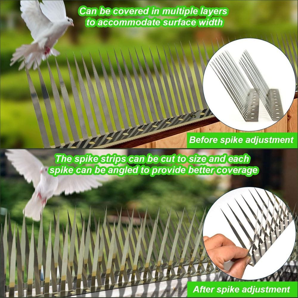 40 in. x 0.7 in. Stainless Steel Bird Spikes Keep Raccoons, Cats and Snakes Away from Gardens, Fences and Feeder Poles - Hercitys