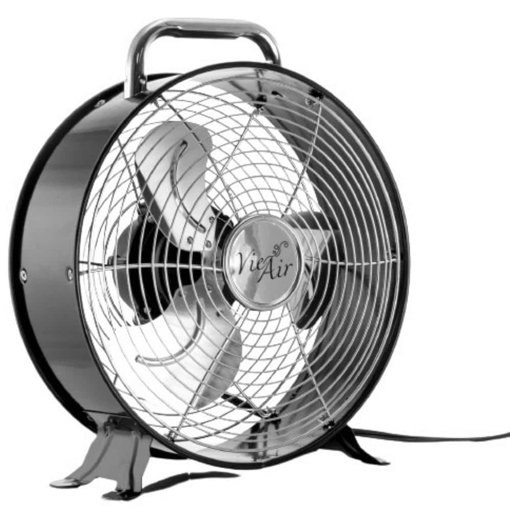 12 in. Dual-Speeds Drum Fan High Velocity Powerful and Quiet Dual Speed Retro Metal Drum Fan in Black Finish - Hercitys