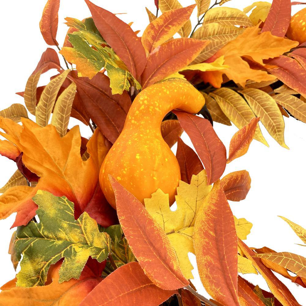 24 in. Fall Wreath with Ruscus and Oak Leaves - Hercitys
