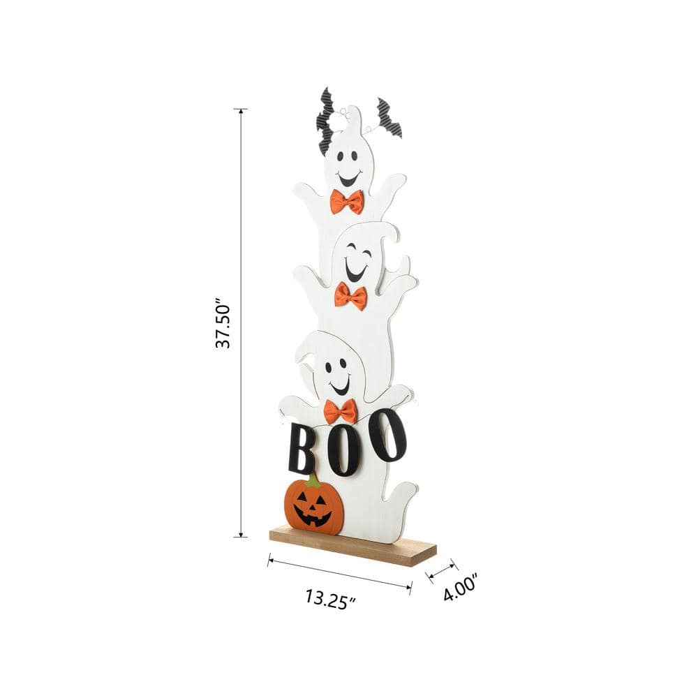 37.5 in. H Halloween Wooden Stacked Ghost Porch Decor - Hercitys
