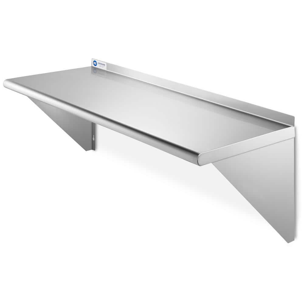 18 in. x 48 in. x 18.5 in. Stainless Steel Wall-Mount Garage Wall Shelf with Brackets - Hercitys