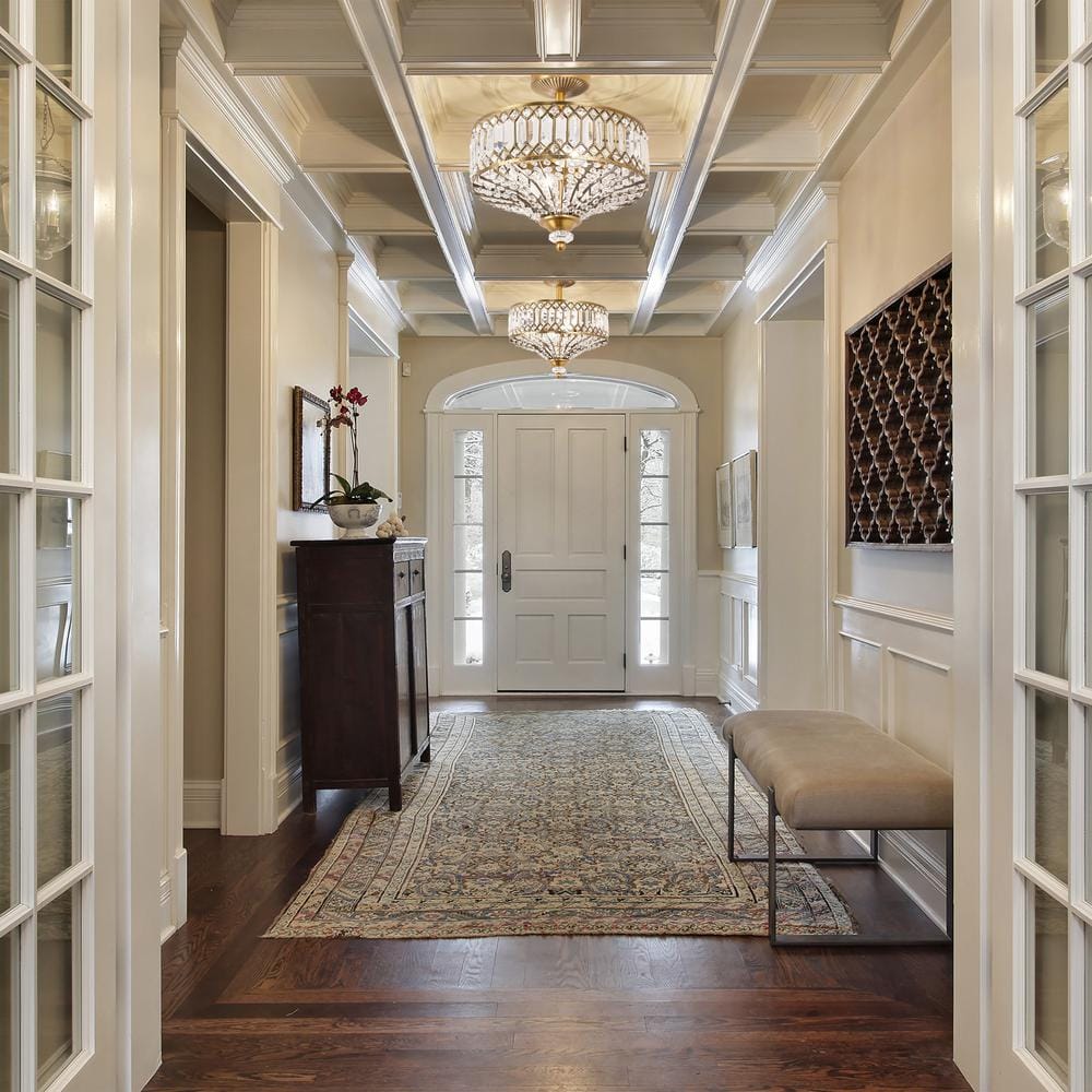 14.75 in. 2-Light Gold Semi-Flush Mount-Light with Tiered Jeweled Glass - Hercitys