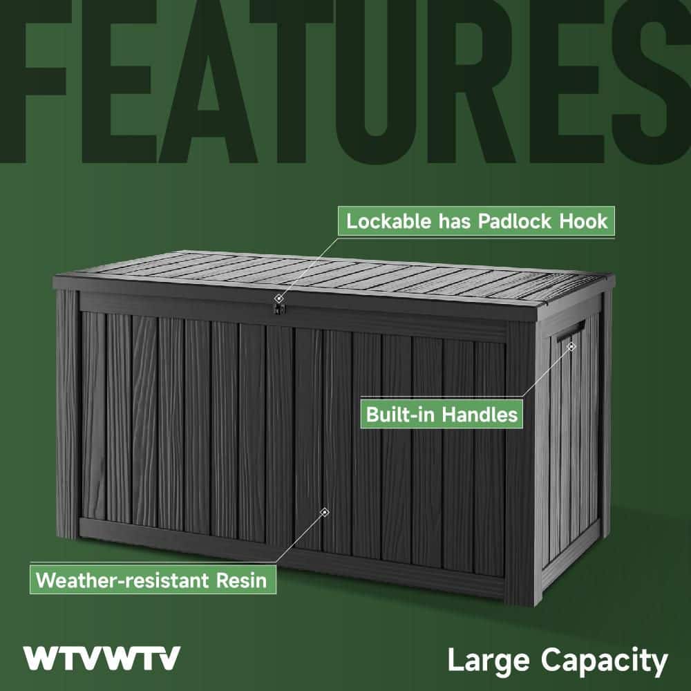 150 Gal. Waterproof Outdoor Resin Storage Deck Box, Large Lockable Capacity, Versatile Deck Storage Bench - Hercitys