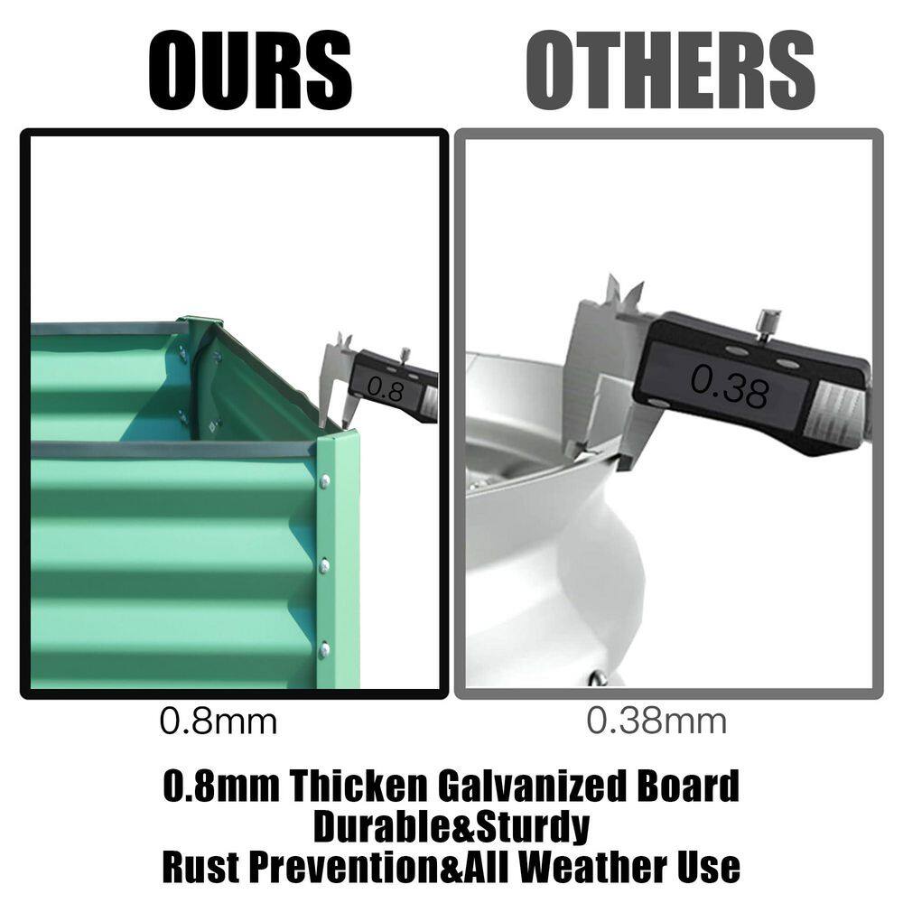 5.91 ft. x 2.95 ft. x 1.48 ft. Galvanized Metal Raised Garden Bed， Thickening Metal Planter Box, Green - Hercitys