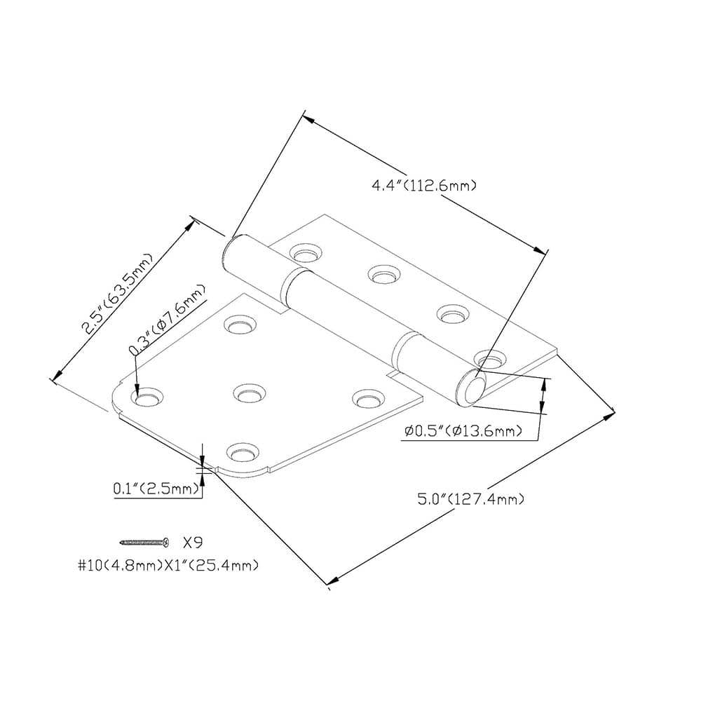 3-1/2 in. Stainless Steel Heavy-Duty Gate Tee Hinge - Hercitys