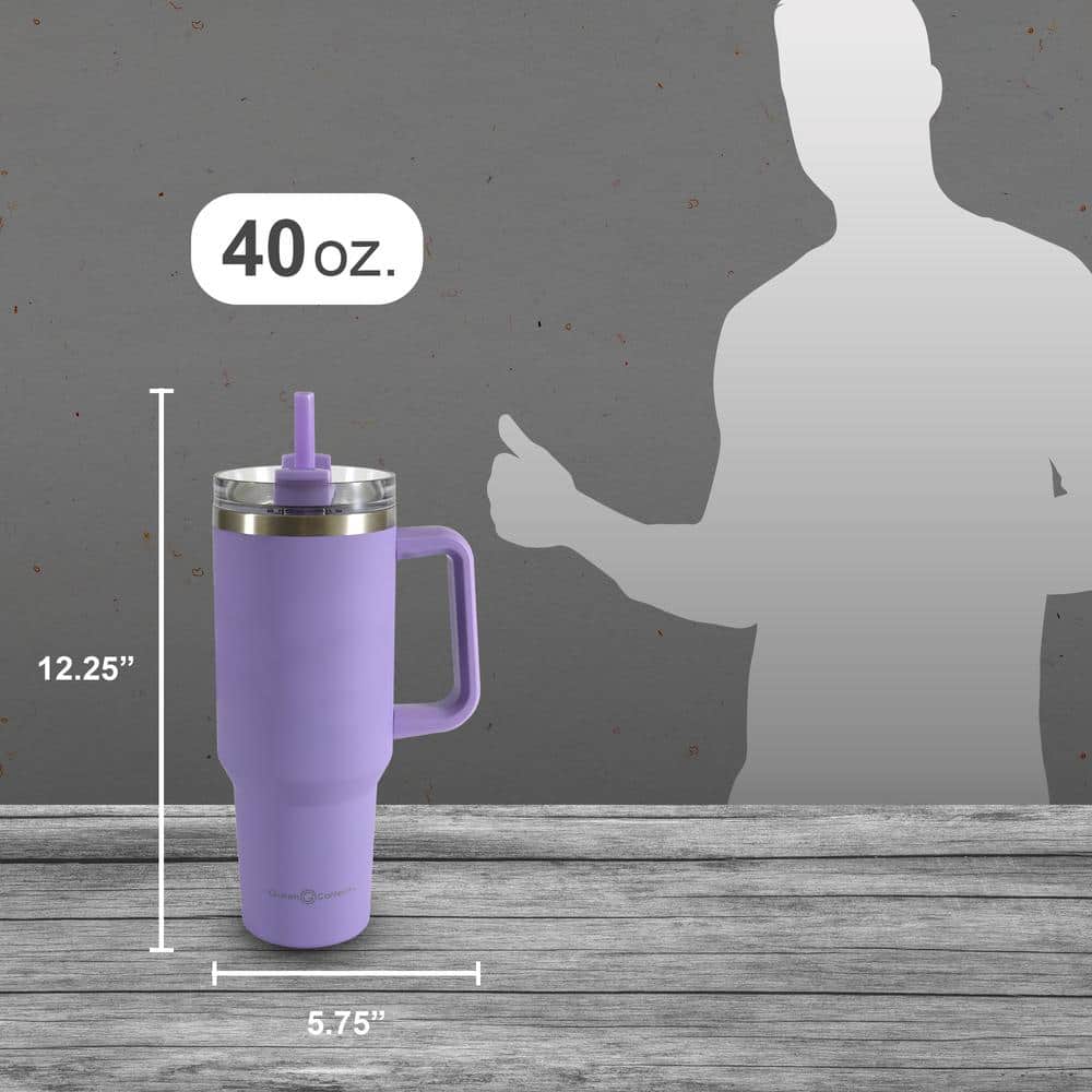 40 Oz. Purple Double Wall Stainless Steel Tumbler with Handle - Hercitys