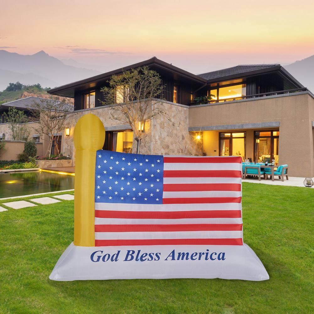 121 in. x 72 in. American Flag Inflatable with Lights - Hercitys