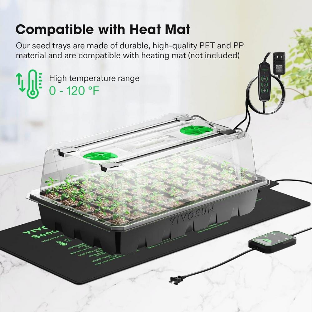 40-Cell Seed Starter Kit with 2 Set of LED Lights (6-Pack) - Hercitys