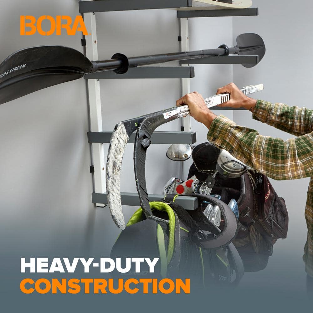 39.5 in. H x 72 in. W x 12.5 in. D 6-Level White/Gray Mounted Steel Garage Wall Shelf - Hercitys