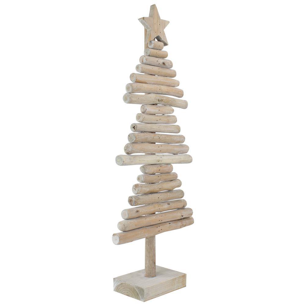 25.5 in. Rustic Wooden Christmas Tree with Star Table Top Decor - Hercitys
