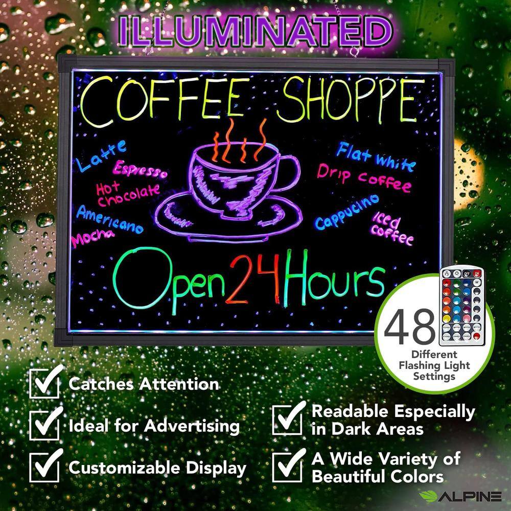 28 in. x 20 in. LED Illuminated Hanging Message Writing Board - Hercitys