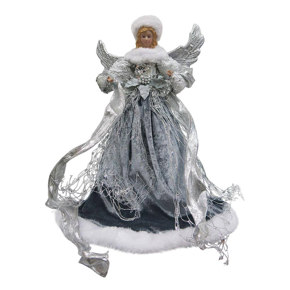 18 in. Silver Angel Christmas Tree Topper - Hercitys