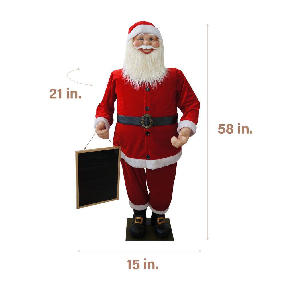 58 in. Musical Christmas Santa Claus Holding a Chalkboard - Hercitys