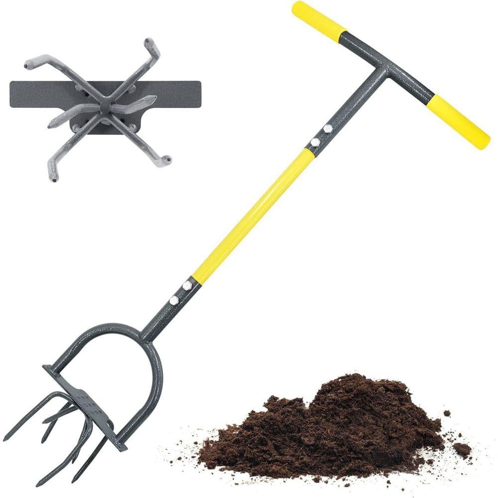 37 in. T-Handle Tiller Hand Cultivator, Garden Claw Twist Tiller - Hercitys