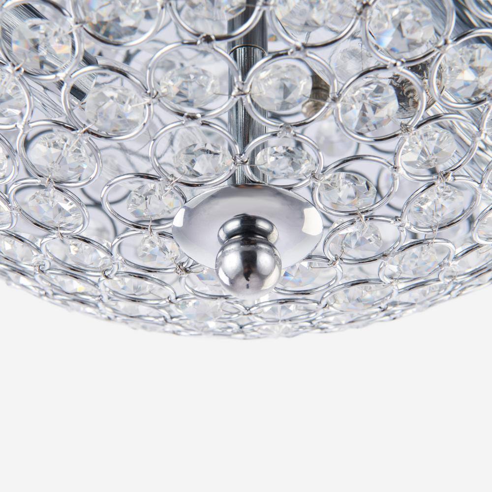 12 in. 2-Light Chrome Crystal Flush Mount - Hercitys