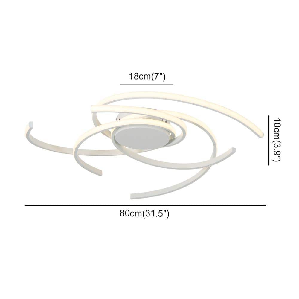 31.5 In. Modern White Integrated LED Dimmable Flush Mount for Dining Living Room - Hercitys