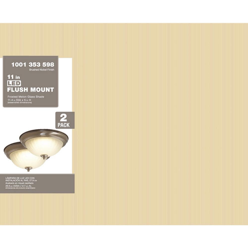 11 in. Brushed Nickel LED Flush Mount (2-Pack) - Hercitys