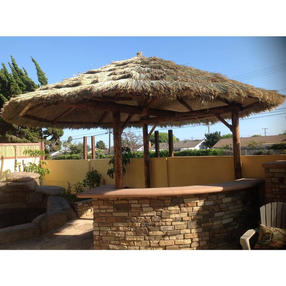 24 in. H x 36 in. L Tahitian Thatch Panel Palapa Cover Tiki Bar Roof Grass Tiki Thatch Roofing Panel (4-Pack) - Hercitys