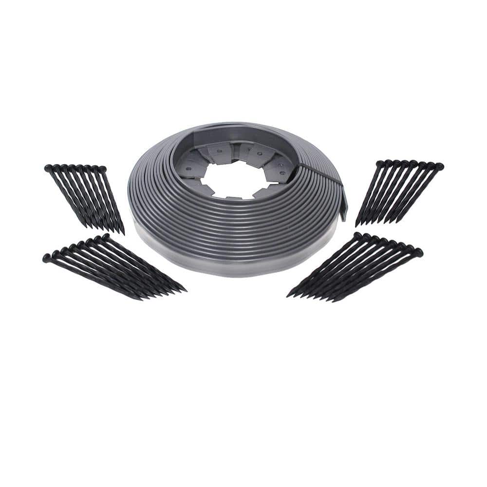 50 ft. L x 1.7 in. H Commercial Grade Brown Plastic No-Dig Edging Kit - Hercitys