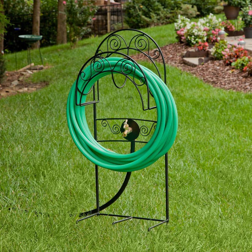 125 ft. Black Steel With Spigot KD Hose Stand Garden Hose Reel - Hercitys