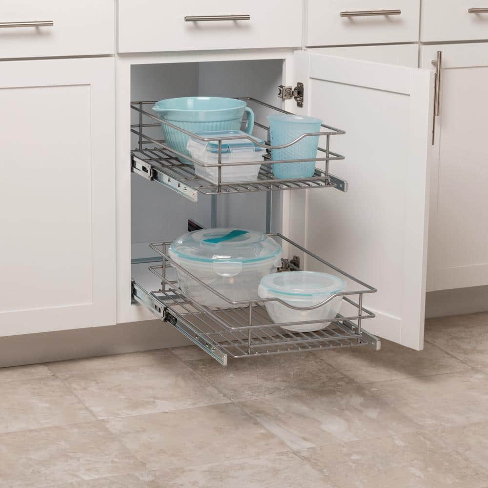 14 in. Double Tier Wire Soft-Close Pullout Baskets - Hercitys