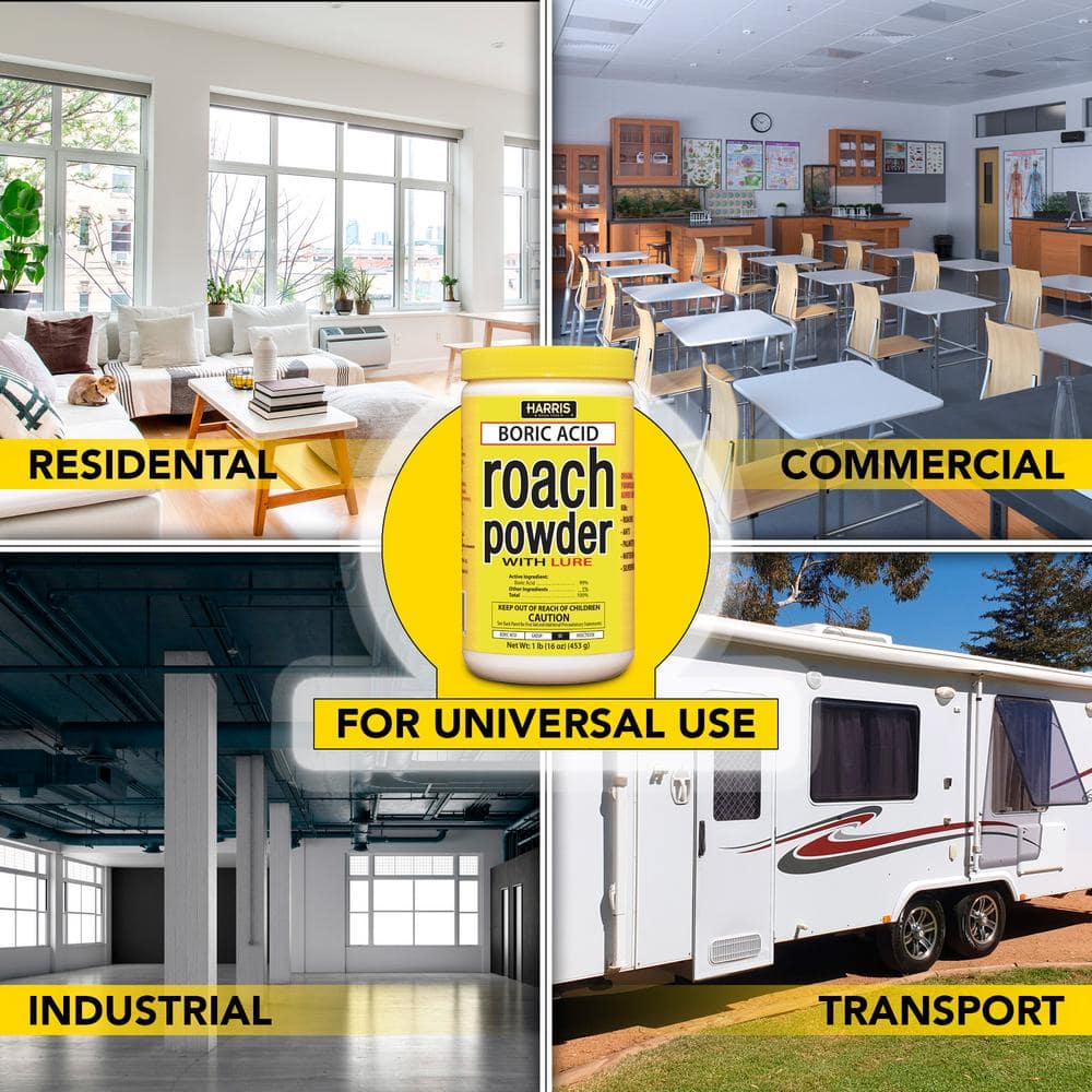 16 oz. Boric Acid Roach Powder with Lure and Pro Applicator (2-Pack) - Hercitys