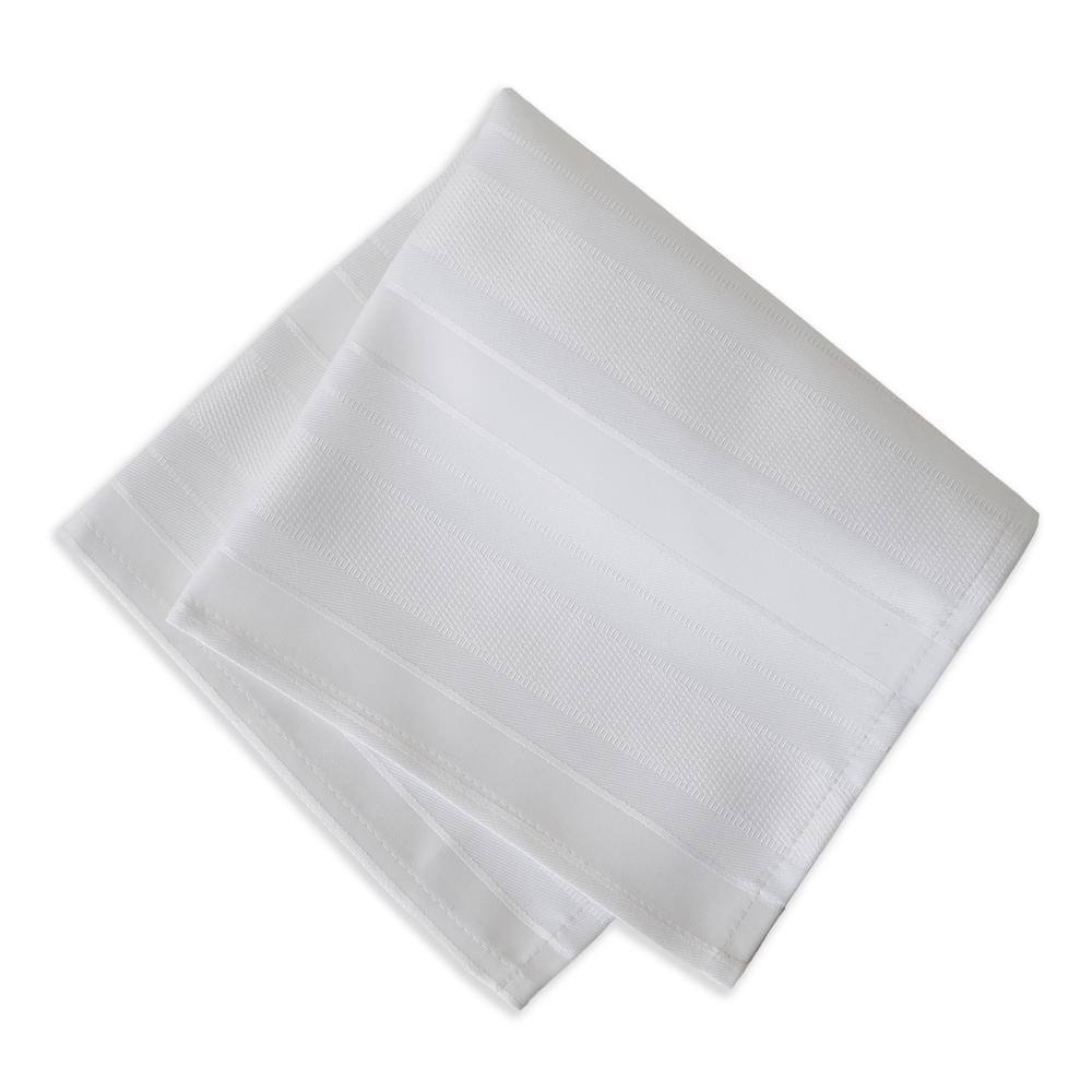 17 in. W x 17 in. L Denley Stripe Damask White Fabric Napkins (Set of 4) - Hercitys