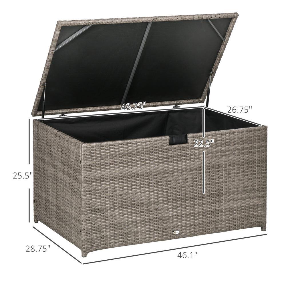 113 Gal. 46 in. x 28.75 in. x 25.5 in. Gray Rattan Deck Box - Hercitys