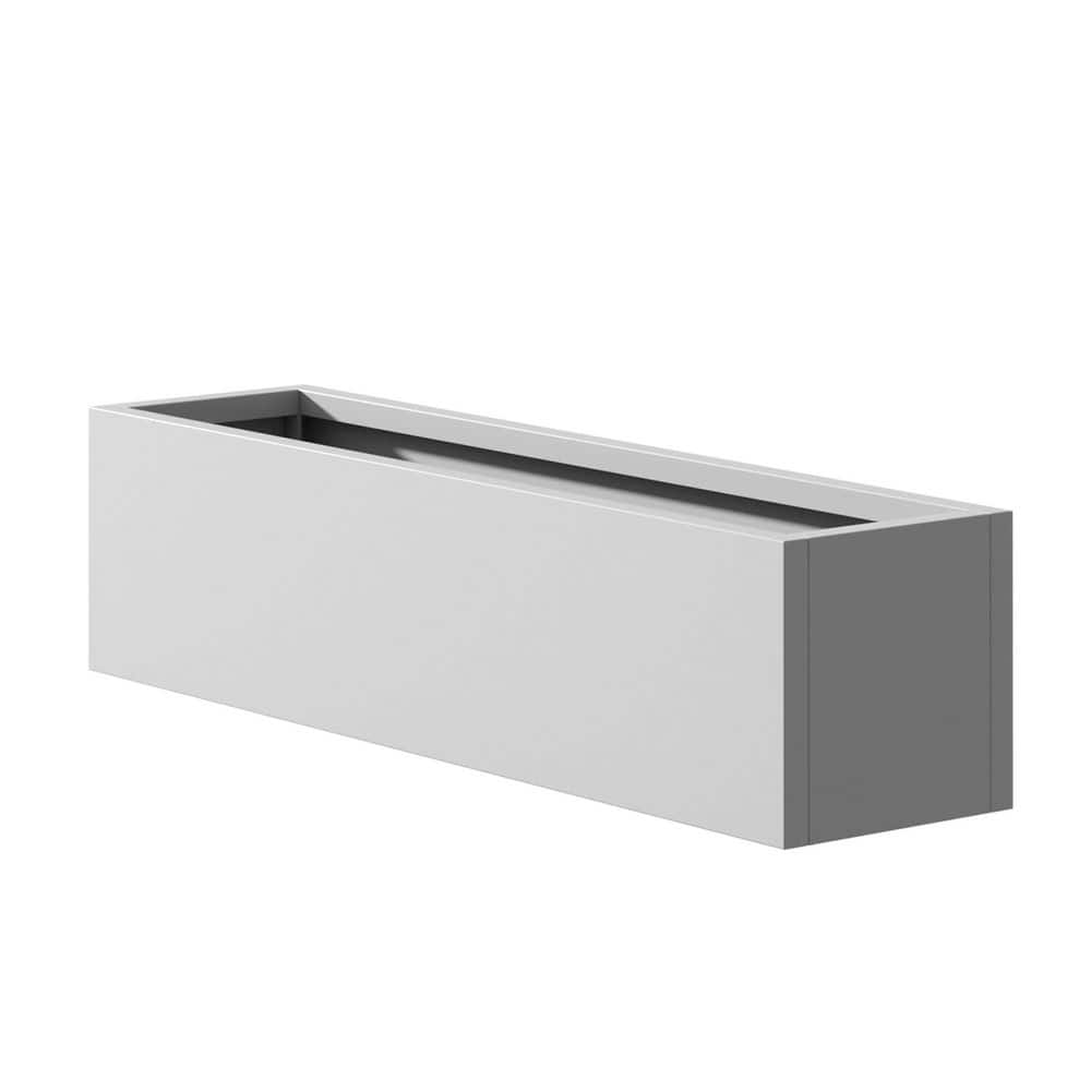 36 in. x 10 in. x 10 in. White Rectangular Metal Raised Garden Bed with Drainage Holes for Tall Plants and Flowers - Hercitys