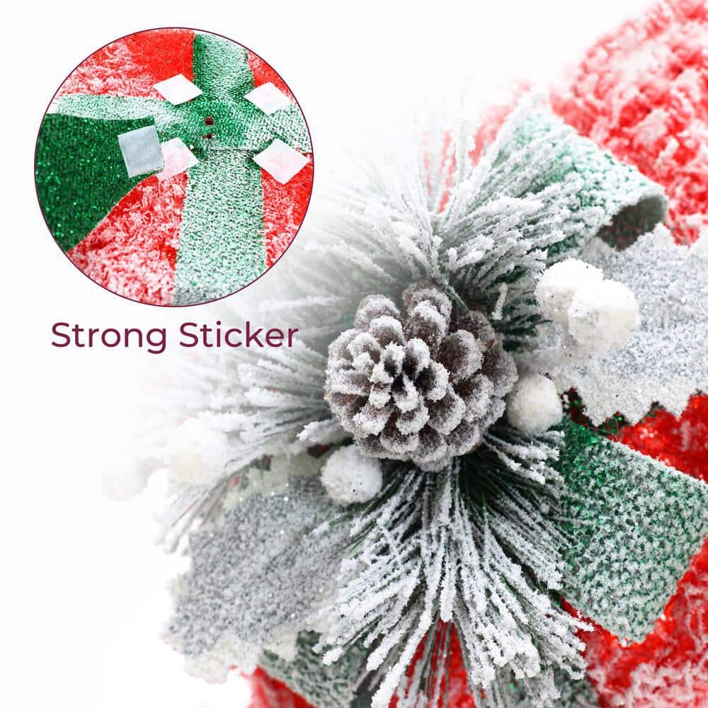 31.89 in. H Red Frosted Gift Boxes with Battery Operated Christmas Lights - Hercitys