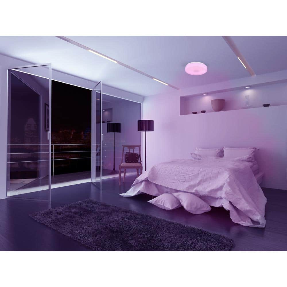 14 in. Voice Controlled Colors White Smart Selectable CCT LED Ceiling Light Flush Mount - Hercitys
