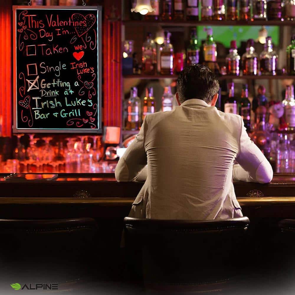 24 in. x 32 in. Hanging LED Business Writable Signboard Erasable Advertising Menu Sign - Hercitys