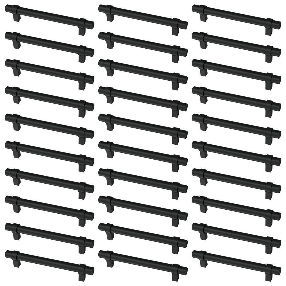30-Pack Simple Wrapped Bar 5-1/16 in. (128 mm) Classic Matte Black Cabinet Drawer Pulls - Hercitys