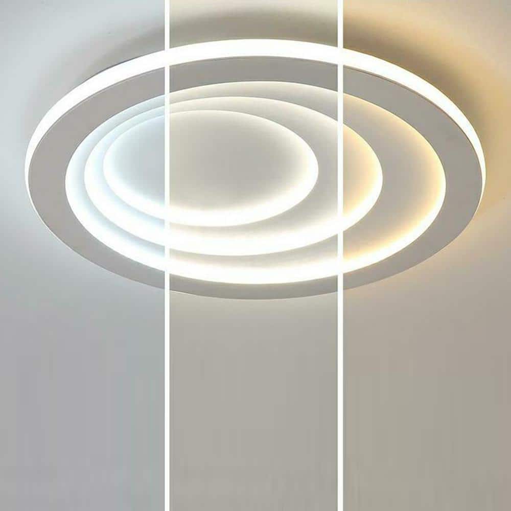 19.68 in. White Modern Simple Style Selectable LED Flush Mount Ceiling Light with Remote Control - Hercitys