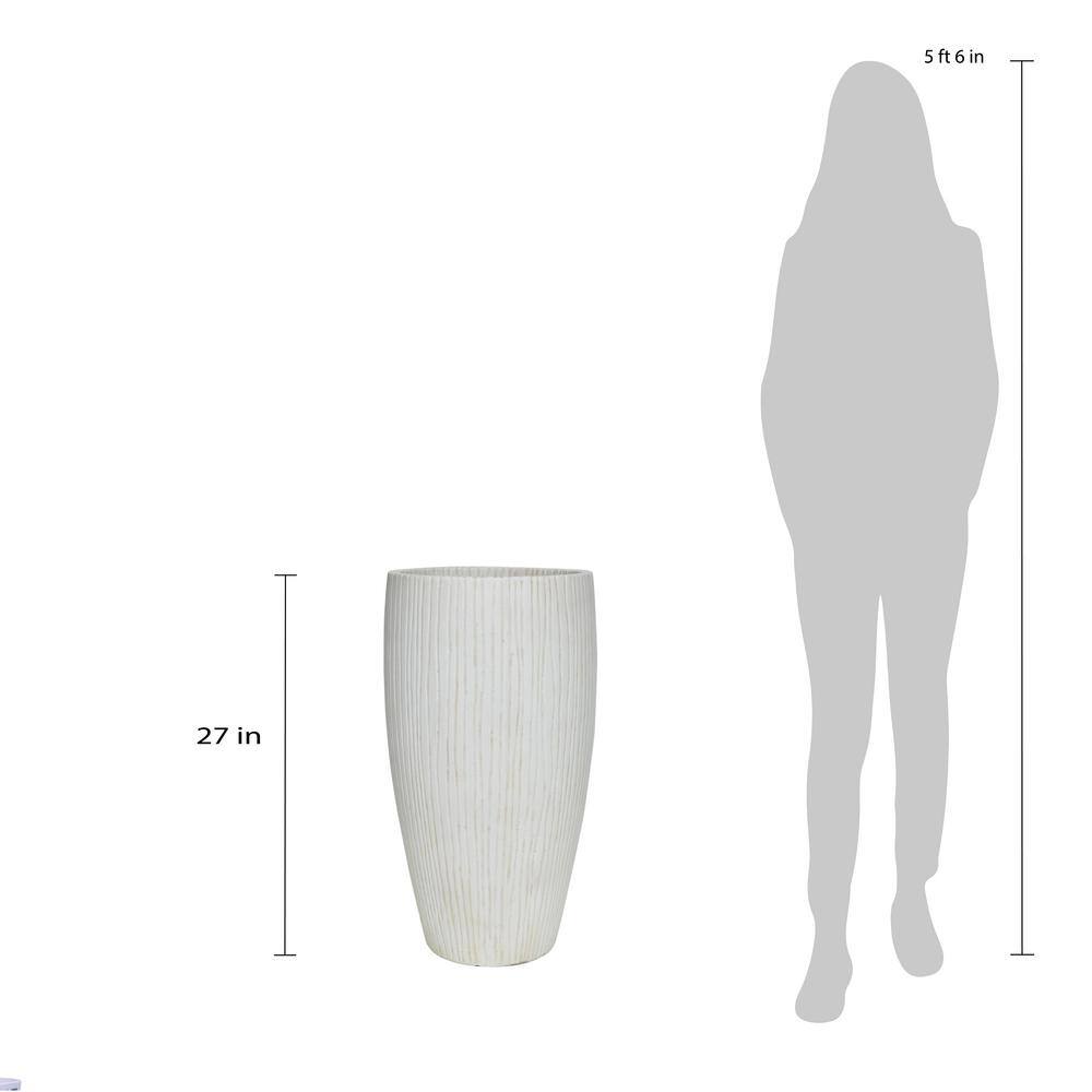 27 in. H City White Compsoite Ribbed Planter - Hercitys