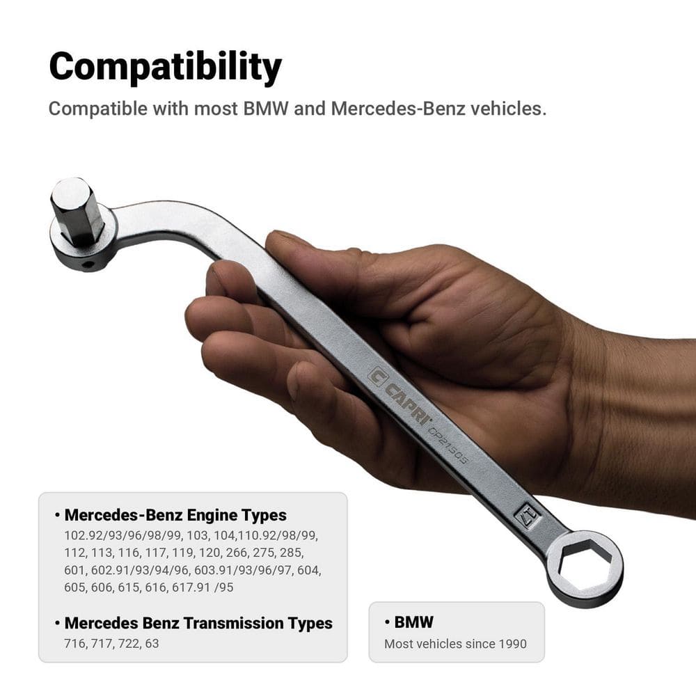 14 mm Box End x 17 mm Hex Driver Steel Oil Drain Plug Wrench Compatible with Most BMW and Mercedes-Benz - Hercitys