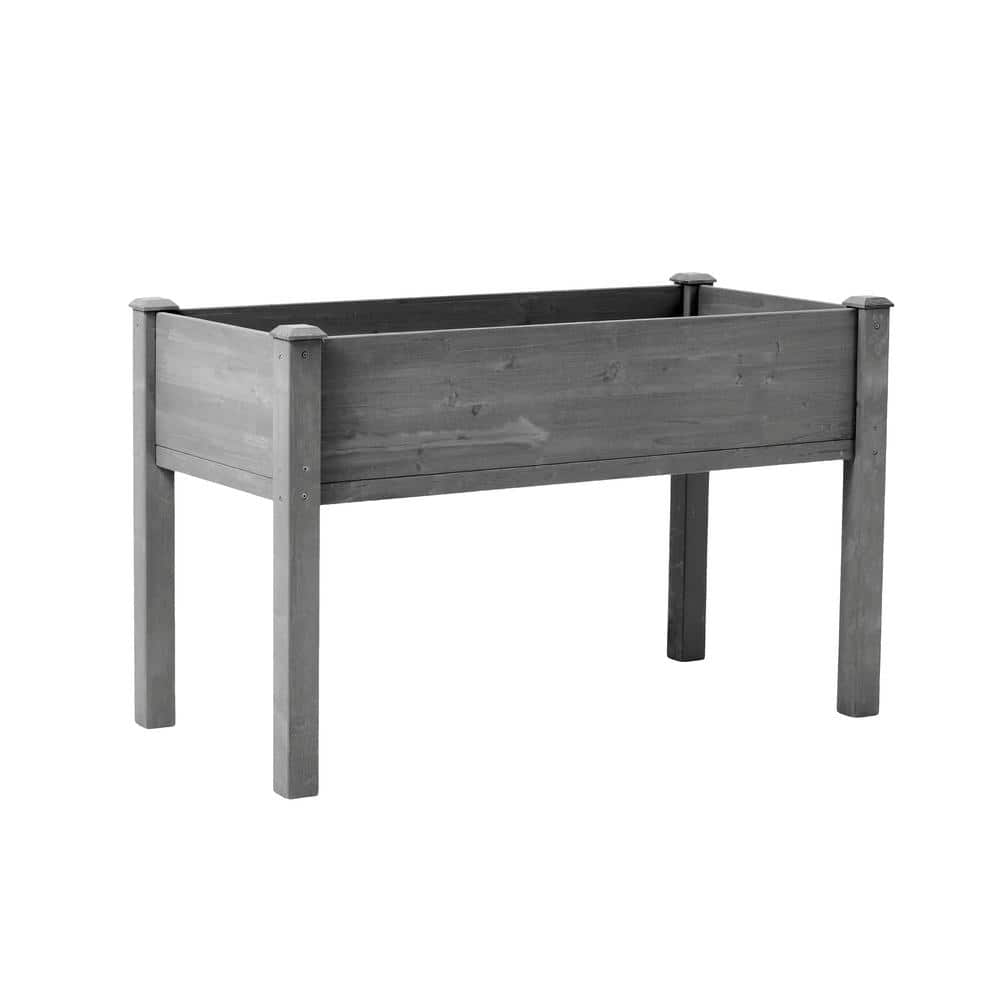 48 in. x 24 in. x 30 in. Grey Solid Wood Raised Garden Bed with Legs for Outdoor Plants Flowers Fruits Vegetable - Hercitys