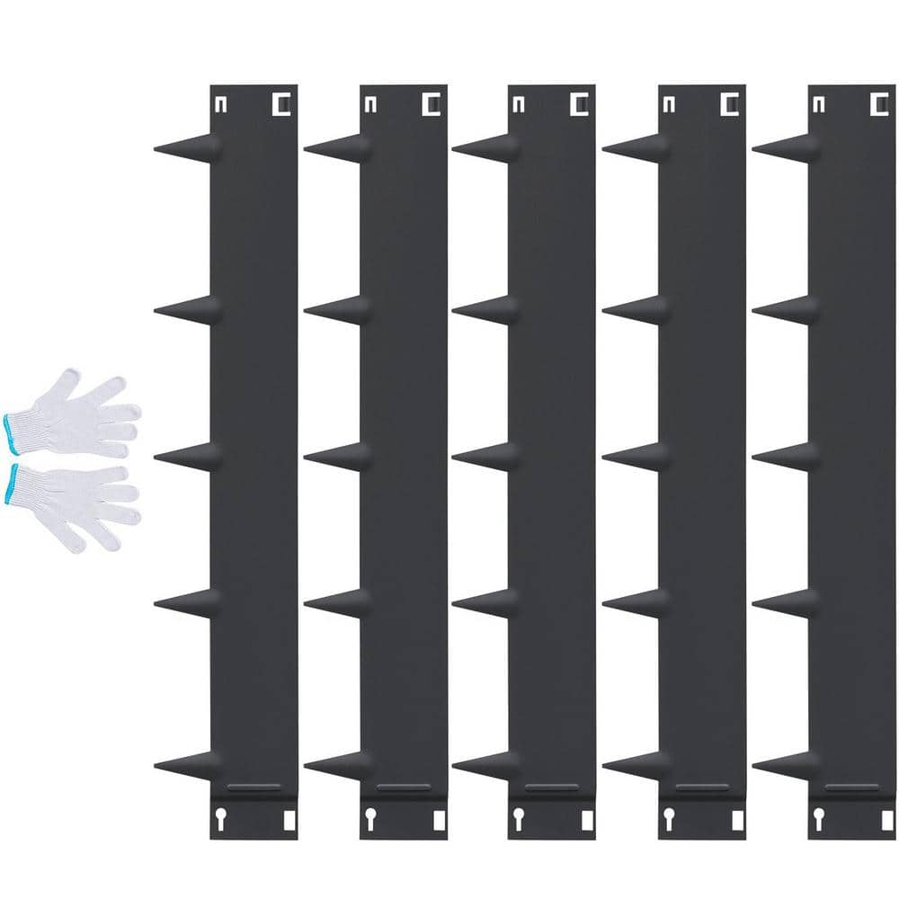 39 in. L x 4 in. W Black Steel Strips 5-Pack Landscape Edging Borders Hammer-in Edging Border 3.15 in. Spike Height - Hercitys