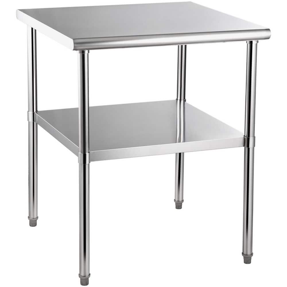 30 x 30 x 36 in. Stainless Steel Prep Table, 800 lbs. Load Capacity Heavy Duty Metal Table Commercial Workstation Sliver - Hercitys