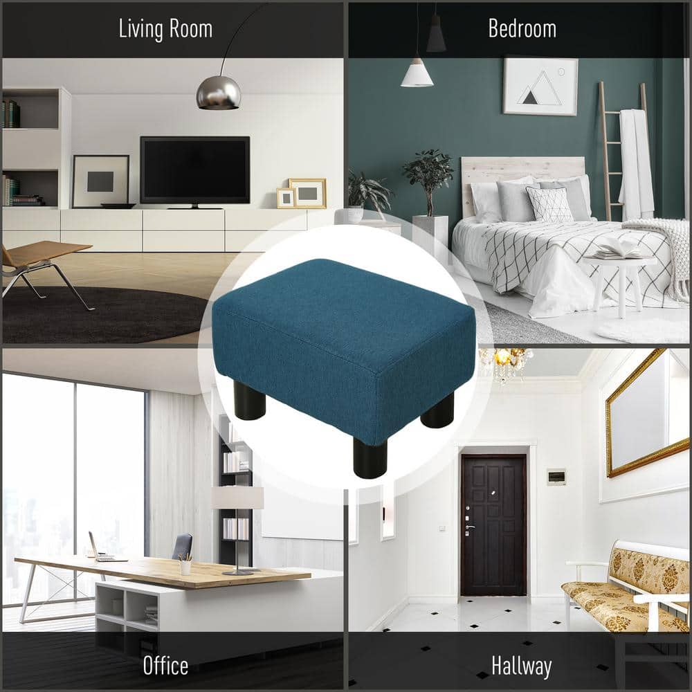 15.75″ Dark Blue Bench with Linen Fabric & Lightweight Design - Hercitys