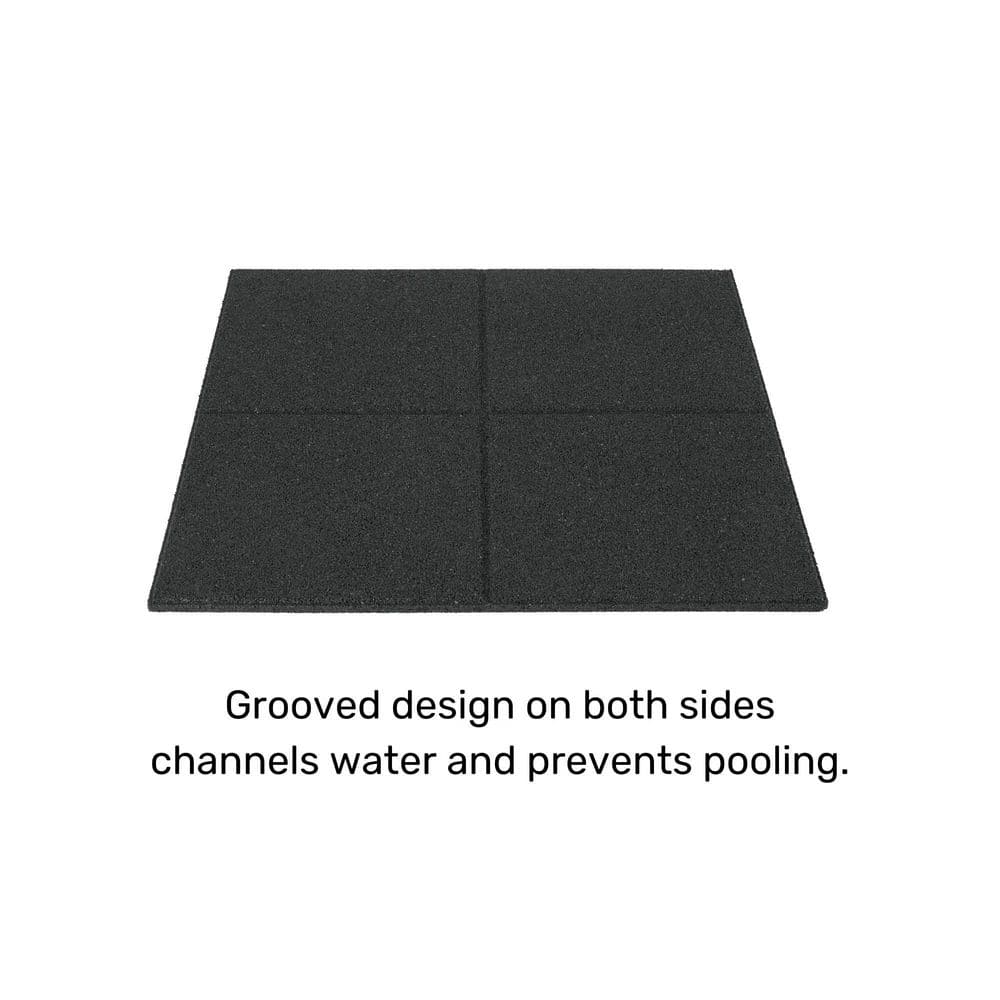 24 in. x 24 in. x 5/8 in. Black Dual-Sided Rubber Paver (4-Pack) - Hercitys