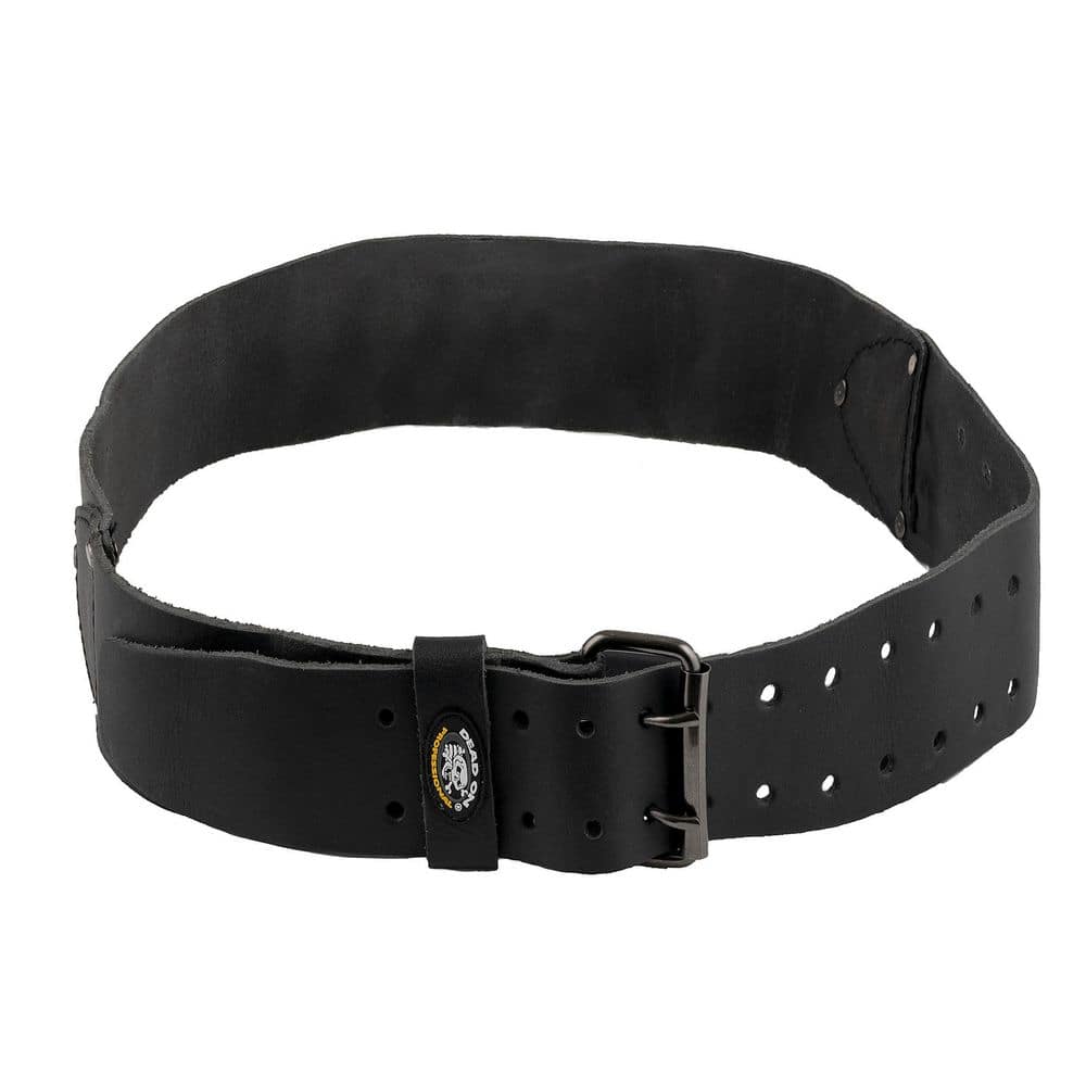 3 in. Wide Oil Tan Tool Belt in Black Saddle Leather with Double Tongue Roller Buckle - Hercitys
