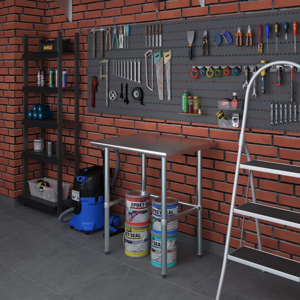 24 in. x 30 in. Stainless Steel Open Base Kitchen Utility Table Metal Prep Table - Hercitys